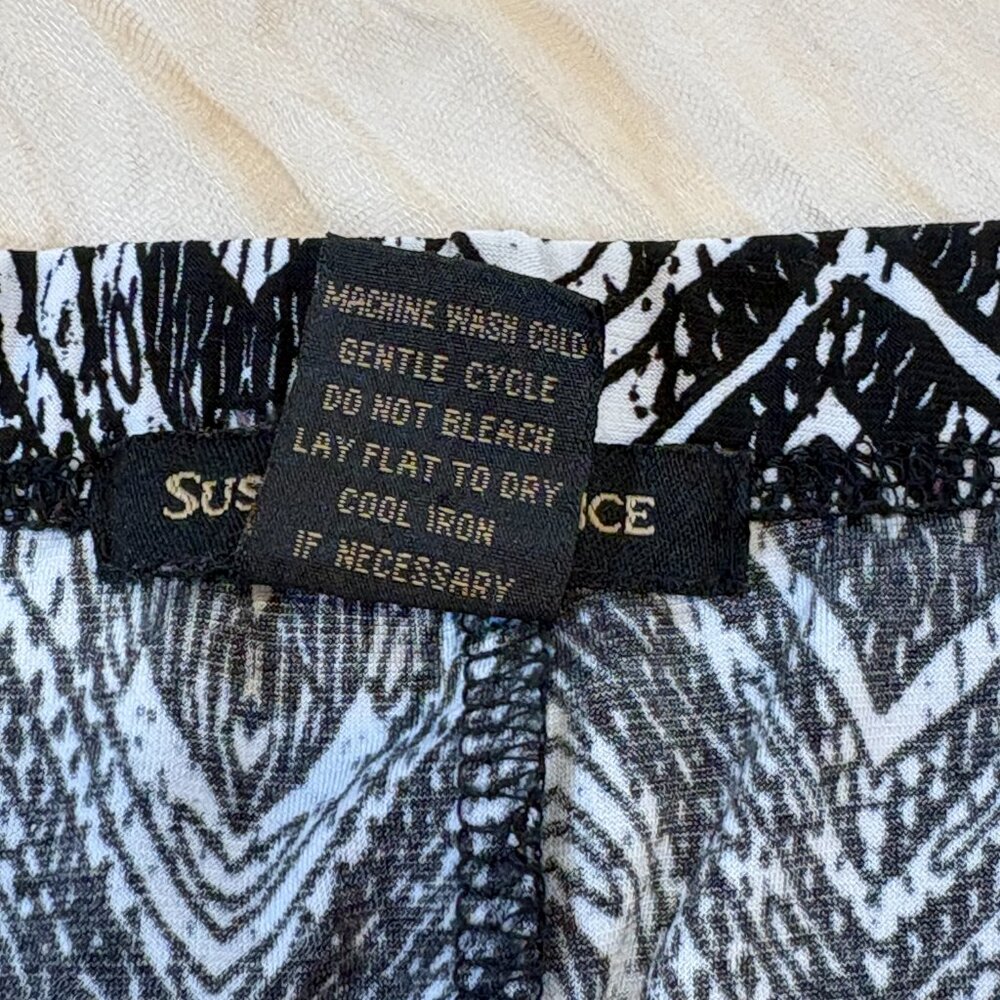 Susan Lawrence Womens Black White Print Maxi Skirt Stretch Waist - Size XL - Picture 3 of 6